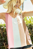 BiBi Cotton Span Knit Color Block Sleeveless Top