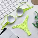 Sexy V-bar Underwired Bra Cup Thong Bikini 2025 Women Swimwear Female Swimsuit Two-pieces Bikini Set High Cut Bathing Suit Swim