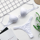 Sexy V-bar Underwired Bra Cup Thong Bikini 2025 Women Swimwear Female Swimsuit Two-pieces Bikini Set High Cut Bathing Suit Swim