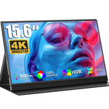 UPERFECT QLED 4K UHD Portable Monitor, 145 Percent SRGB, 500 Nits, 1500 To 1 Contrast, HDR FreeSync, 15.6 Inch Gaming Display, Type C HDMI, VESA And Smart Case.