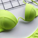 Sexy V-bar Underwired Bra Cup Thong Bikini 2025 Women Swimwear Female Swimsuit Two-pieces Bikini Set High Cut Bathing Suit Swim