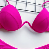 Sexy V-bar Underwired Bra Cup Thong Bikini 2025 Women Swimwear Female Swimsuit Two-pieces Bikini Set High Cut Bathing Suit Swim