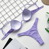 Sexy V-bar Underwired Bra Cup Thong Bikini 2025 Women Swimwear Female Swimsuit Two-pieces Bikini Set High Cut Bathing Suit Swim