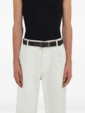 Ferragamo Men Basketweave Effect Leather Belt With Square Buckle