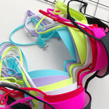 Sexy V-bar Underwired Bra Cup Thong Bikini 2025 Women Swimwear Female Swimsuit Two-pieces Bikini Set High Cut Bathing Suit Swim