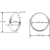 925 Solid Sterling Silver Endless Hoop Earrings - Assorted Sizes