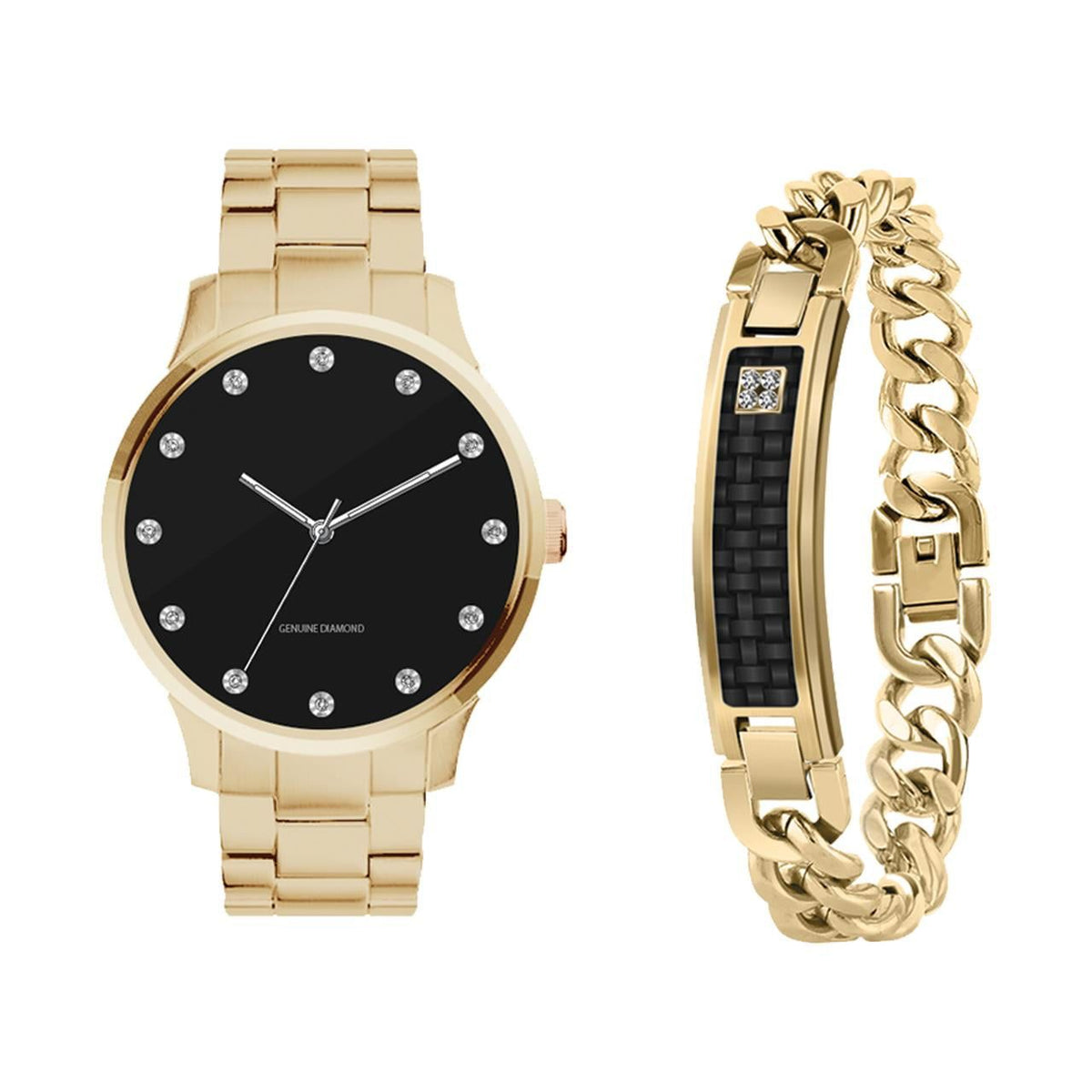 George Led Watch George Men's Gold Tone Black Dial Watch and Bracelet Set, 2-Piece – Blandys