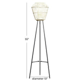 DecMode 13"W, 55"H Metal Natural Candle Lantern, White, 1 - Piece