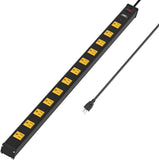 CRST 12-Outlet Metal Power Strip Surge Protector — 1800J, 2.6" Wide Outlets, Mountable