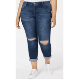 Celebrity Pink Trendy Plus Size Ripped Girlfriend-Fit Jeans, Size 22