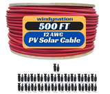 500 Foot Spool 12 Gauge 12 AWG Solar Panel Extension Cable Wire Black or Red Pure Copper