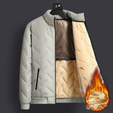 Mens Mid-Length Padded Fleece-Lined Cotton Coat With A Collar For Warmth
