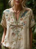 Spring Fashion Carnival Trendy Printed Womens V-Neck Short-Sleeve Top