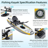 Portable 12FT Lightweight Inflatable PVC Fishing Kayak With Pedal System (SAK64328)