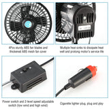 12V Car Fan Oscillating Clip on Cooling Fan with 2 Speeds 120° Rotation