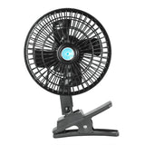 12V Car Fan Oscillating Clip on Cooling Fan with 2 Speeds 120° Rotation