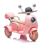 12V Two-seater Kids Ride On Level Up Electric Motorcycle,2wd,Three-wheel Toy w/Music,Bluetooth,USB,Backseat flip adult seat,Portable Storage Hooks&Oversized Trunk,LED Headlight For Kids 3-6.