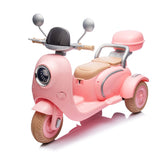 12V Two-seater Kids Ride On Level Up Electric Motorcycle,2wd,Three-wheel Toy w/Music,Bluetooth,USB,Backseat flip adult seat,Portable Storage Hooks&Oversized Trunk,LED Headlight For Kids 3-6.