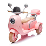 12V Two-seater Kids Ride On Level Up Electric Motorcycle,2wd,Three-wheel Toy w/Music,Bluetooth,USB,Backseat flip adult seat,Portable Storage Hooks&Oversized Trunk,LED Headlight For Kids 3-6.