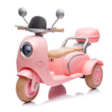 12V Two-seater Kids Ride On Level Up Electric Motorcycle,2wd,Three-wheel Toy w/Music,Bluetooth,USB,Backseat flip adult seat,Portable Storage Hooks&Oversized Trunk,LED Headlight For Kids 3-6.
