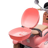 12V Two-seater Kids Ride On Level Up Electric Motorcycle,2wd,Three-wheel Toy w/Music,Bluetooth,USB,Backseat flip adult seat,Portable Storage Hooks&Oversized Trunk,LED Headlight For Kids 3-6.