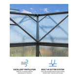 [12X12FT] Premium T-Shape Polycarbonate Greenhouse With UV Protection And Aluminum Frame (SAK27460)
