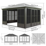 [12X14FT] Alora Serenity Premium All-Weather Outdoor Aluminum Sunroom With Galvanized Steel Hardtop Sloping Roof, Lockable Doors, And Moveable PC Screens (SAK76831)