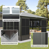 [12X14FT] Alora Serenity Premium All-Weather Outdoor Aluminum Sunroom With Galvanized Steel Hardtop Sloping Roof, Lockable Doors, And Moveable PC Screens (SAK76831)