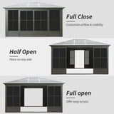 [12X14FT] Alora Serenity Premium All-Weather Outdoor Aluminum Sunroom With Galvanized Steel Hardtop Sloping Roof, Lockable Doors, And Moveable PC Screens (SAK76831)