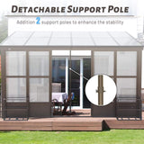 [12x16FT] Alora Extra Large All-Season Outdoor Wall-Mounted Sunroom Solarium With Detachable Polycarbonate Windows And Lockable Sliding Doors (SAK97835)