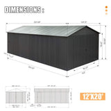 Extra-Large Outdoor Heavy-Duty Metal Garage Shed With Lockable Doors [No Floor] (SAK14093)