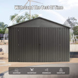 Extra-Large Outdoor Heavy-Duty Metal Garage Shed With Lockable Doors [No Floor] (SAK14093)