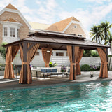 [12X20FT] Alora Premium Aluminum Outdoor Polycarbonate Hardtop Gazebo With Netting & Curtains (SAK36580)