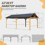 [12X20FT] Alora Premium Outdoor Double-Layer Galvanized Steel Hardtop Gazebo For Patio (SAK46095)