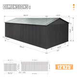 Extra-Large Outdoor Heavy-Duty Metal Garage Shed With Lockable Doors [No Floor] (SAK14093)