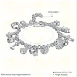 13 Pendant Charm Bracelet - Cubic Zirconia, No Plating, Fashion Jewelry Chain