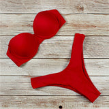 Sexy Wrinkled Halter Brazilian Bikini Women Swimwear Female Swimsuit Two-pieces Bikini Set High Cut Bathing Suit Swim Beach Wear