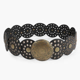Disc Hook Leather Retro Rivet Alloy Belt Wide Belt