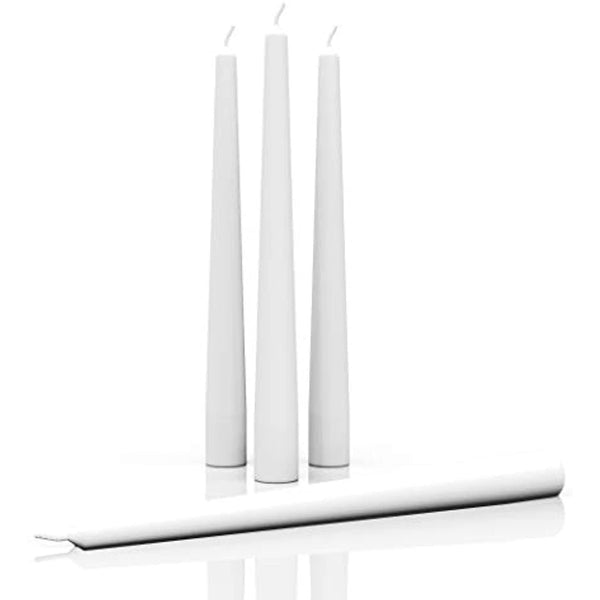 Candwax 10 inch Taper Candles Set of 4 - Dripless Taper Candles and Unscented Candlesticks - Perfect as Dinner Candles and Household Candles - White Candles