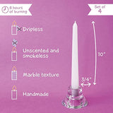 Candwax 10 inch Taper Candles Set of 4 - Dripless Taper Candles and Unscented Candlesticks - Perfect as Dinner Candles and Household Candles - White Candles