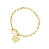 Toggle Bracelet with Heart Charm in 14k Yellow Gold