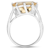 4.63 Carat Genuine Citrine and White Topaz .925 Sterling Silver Ring