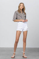 High Rise Denim White Shorts