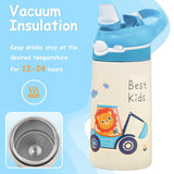 13.50oz. Insulated Stainless Steel Water Bottle Leak-proof with Straw Push Button Lock Switch