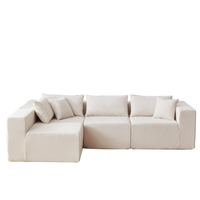 104-Inch Corduroy Modular L Shaped Sectional Sofa,Luxury Floor Couch Set,Upholstered Indoor Furniture,Foam-Filled Compressed Sofa for Living Room,Bedroom,4 PC Free Combination
