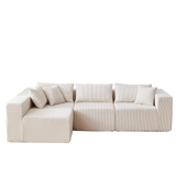 104-Inch Corduroy Modular L Shaped Sectional Sofa,Luxury Floor Couch Set,Upholstered Indoor Furniture,Foam-Filled Compressed Sofa for Living Room,Bedroom,4 PC Free Combination