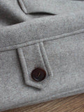 Mens Mid-length Wool Coat With Horn Buttons And A Lapel Collar