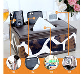Multifunctional leather tissue box
