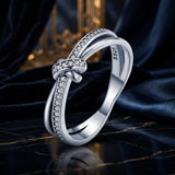 S925 Sterling Silver Oxidized Pavé Setting CZ Ring Size 6 for Women