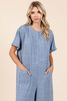 Mittoshop Button Detail Wide Leg Jumpsuit for Women